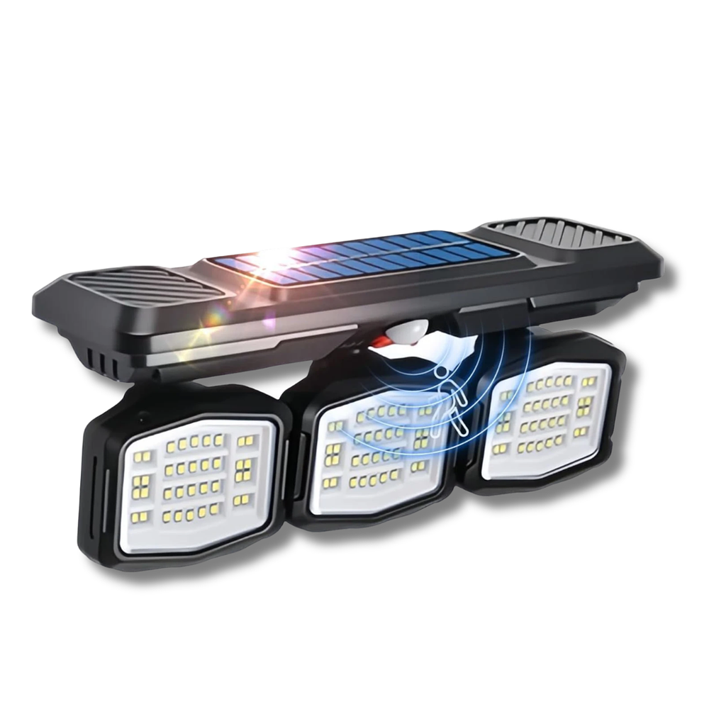 Foco Solar Triple Con Sensor de Movimiento Recargable 