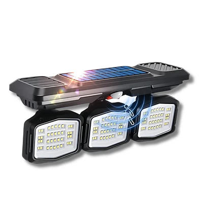 Foco Solar Triple Con Sensor de Movimiento Recargable 