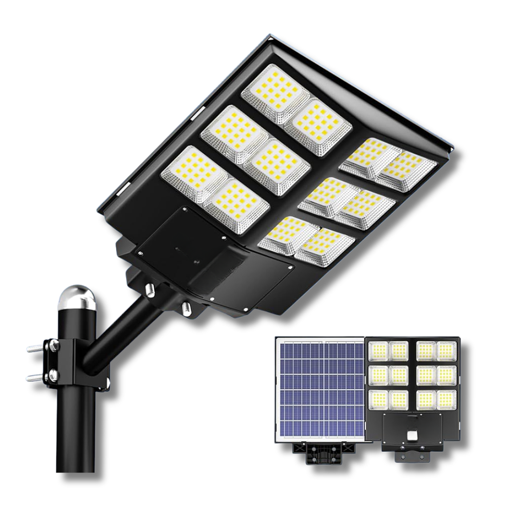 Foco Poste Doble Solar 300 W Con Sensor de Movimiento Control Remoto 