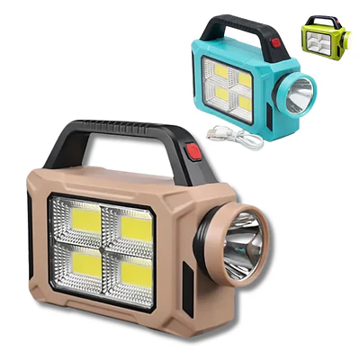 Lámpara/ Foco Led + Linterna Portátil 3 Recargable Con Panel Solar