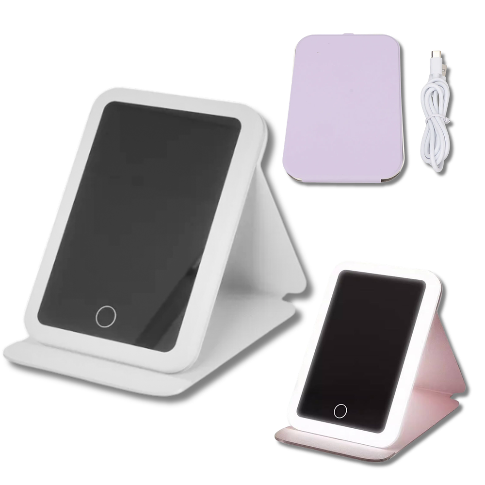 Espejo de Viaje Plegable Con Luz Led Recargable USB