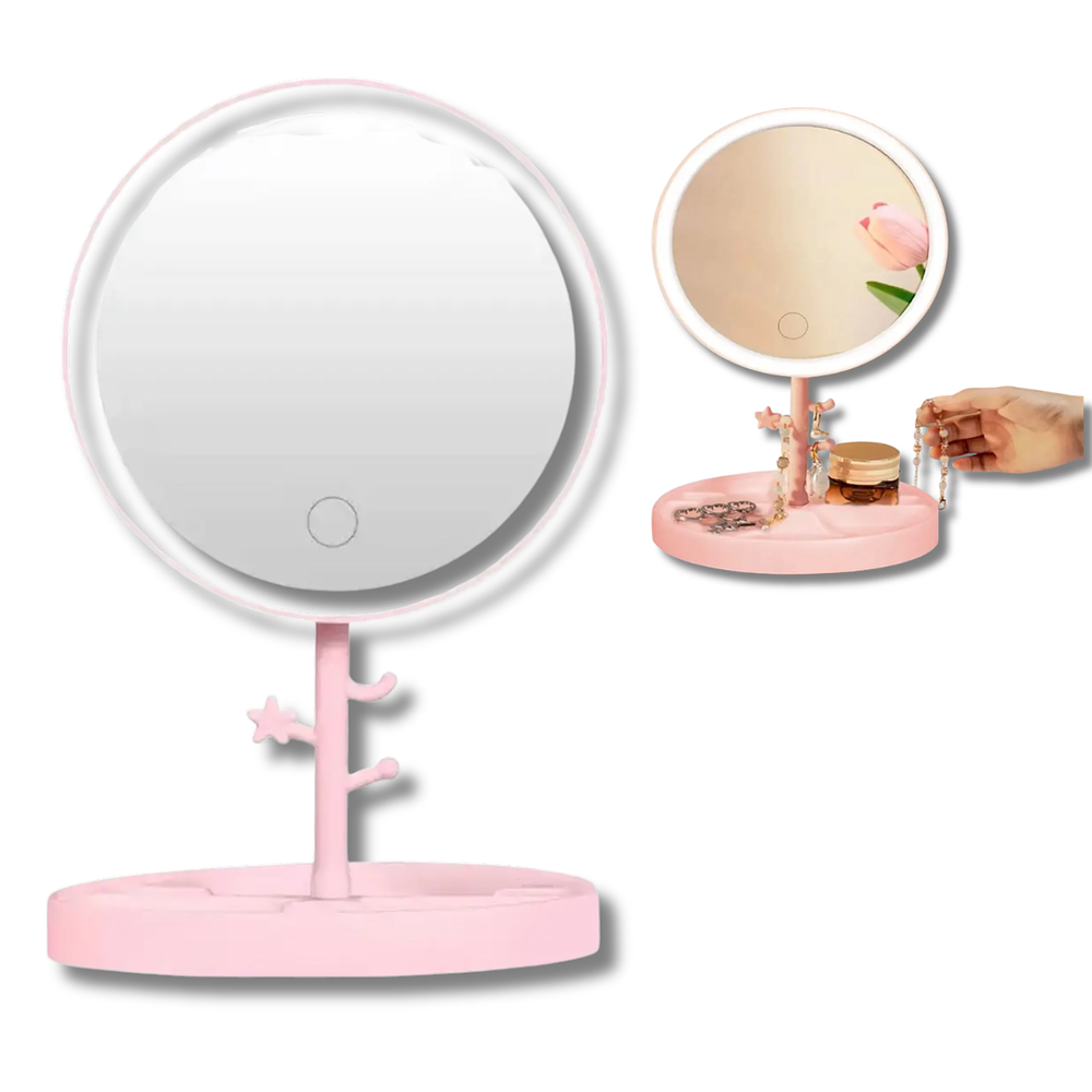 Espejo Con Luz Led Recargable Con Soporte y Base 