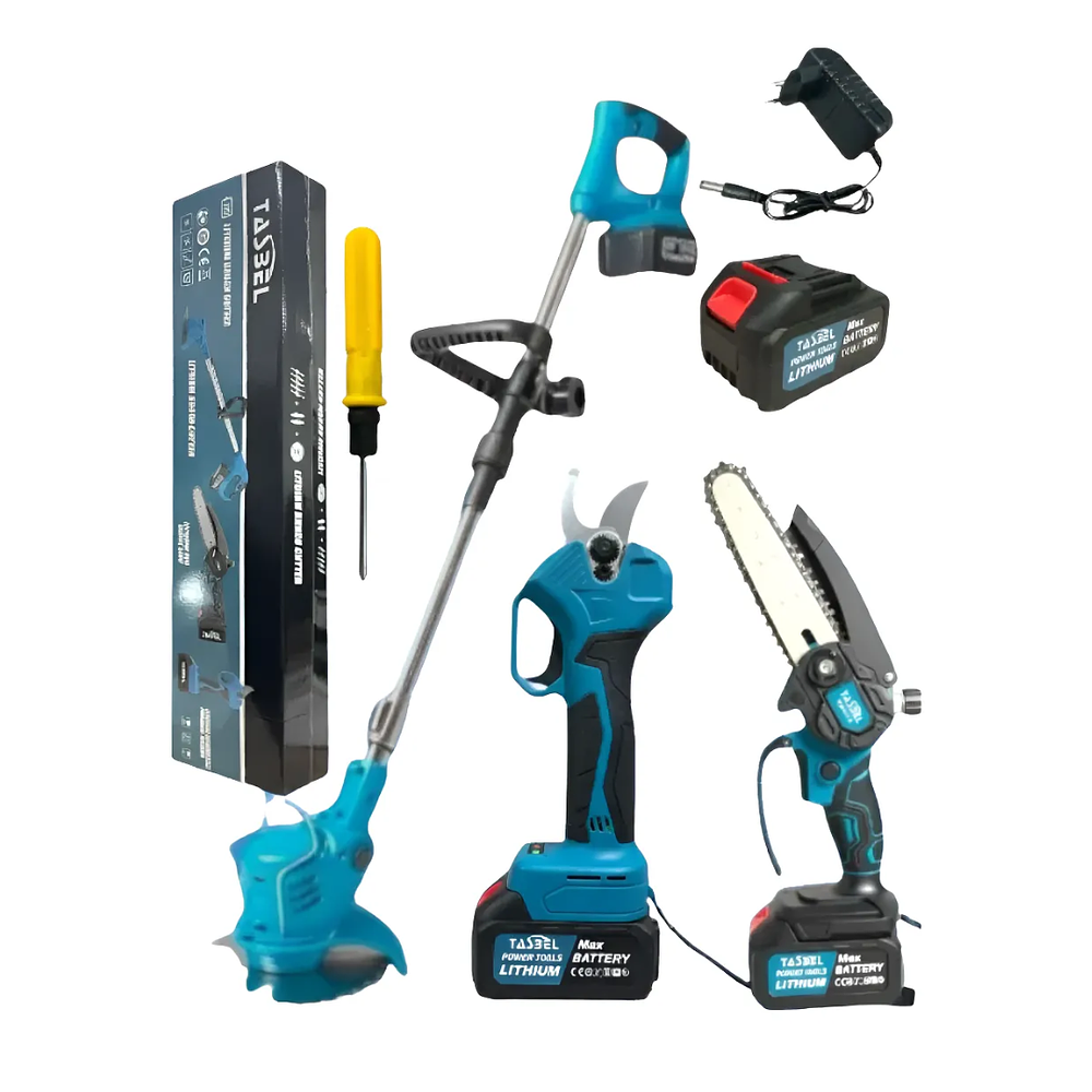 Set de Herramientas Para Podar Cortadora De Pasto + Tijera De Poda + Mini motosierra 