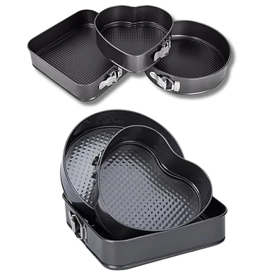 Set 3 Moldes Cuadrado, Redondo y Corazón 28 / 26 / 23 CM