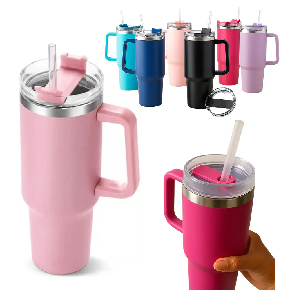 Vasos estilo Térmicos Termos Con Asa Y Bombilla Colores