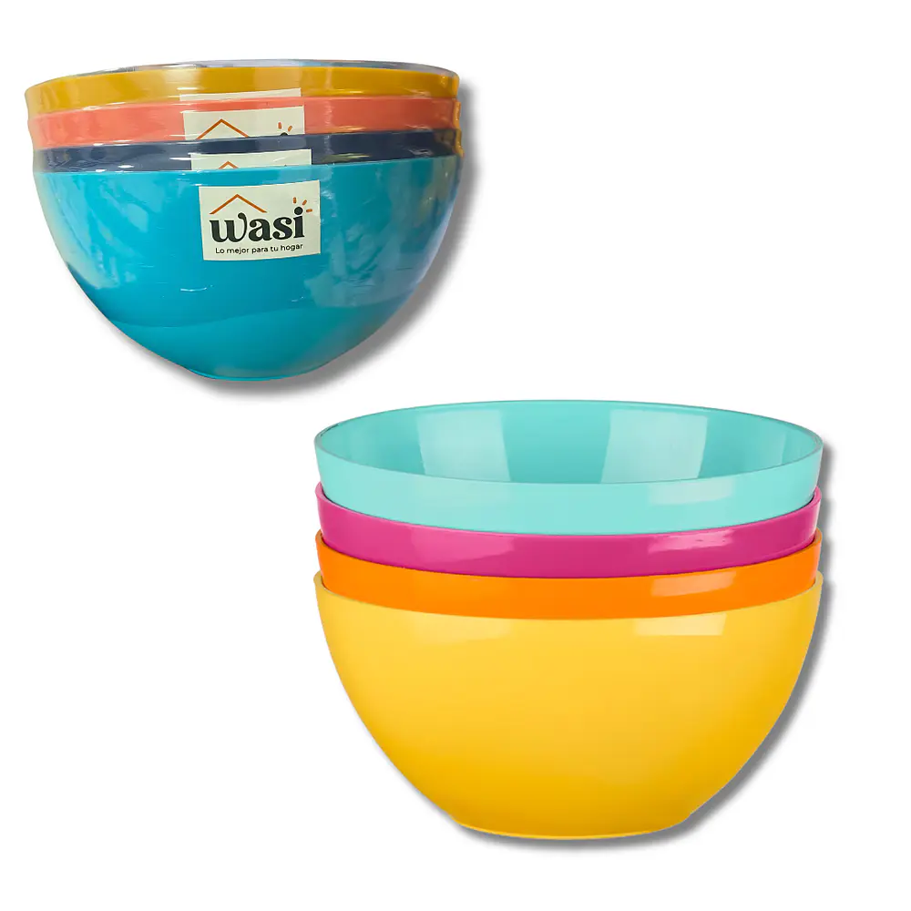 Set de 4 Bowls de Plástico Colores 