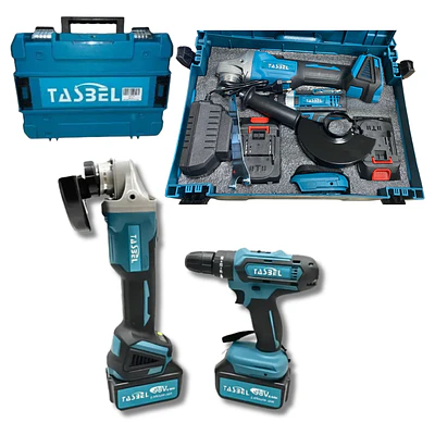 Set 2 Herramientas Esmeril + Taladro Percutor 2 Baterías