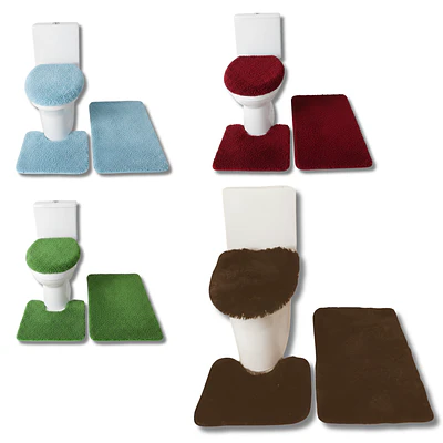 Set de Baño Peludito 3 Alfombras Colores 