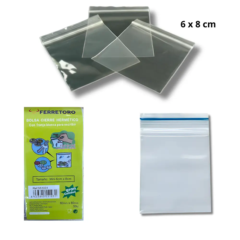 Bolsas Cierre Hermético Transparentes 6 x 8 cm