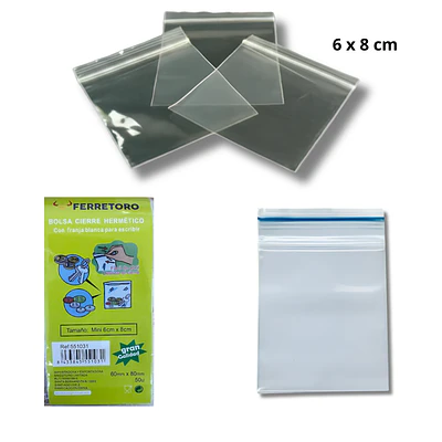 Bolsas Cierre Hermético Transparentes 6 x 8 cm 50 Unidades