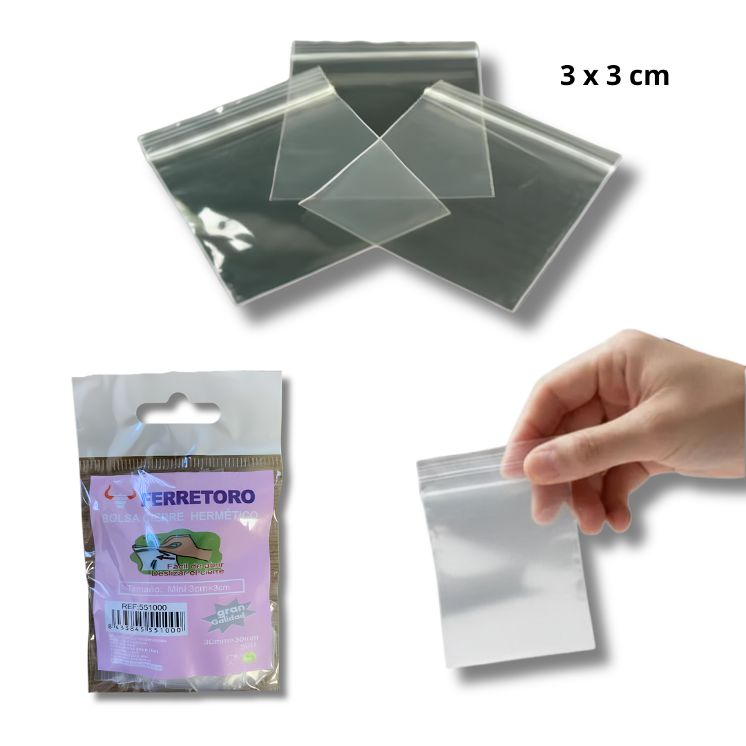 Bolsas Cierre Hermético Transparentes 3 x 3 cm 50 Unidades