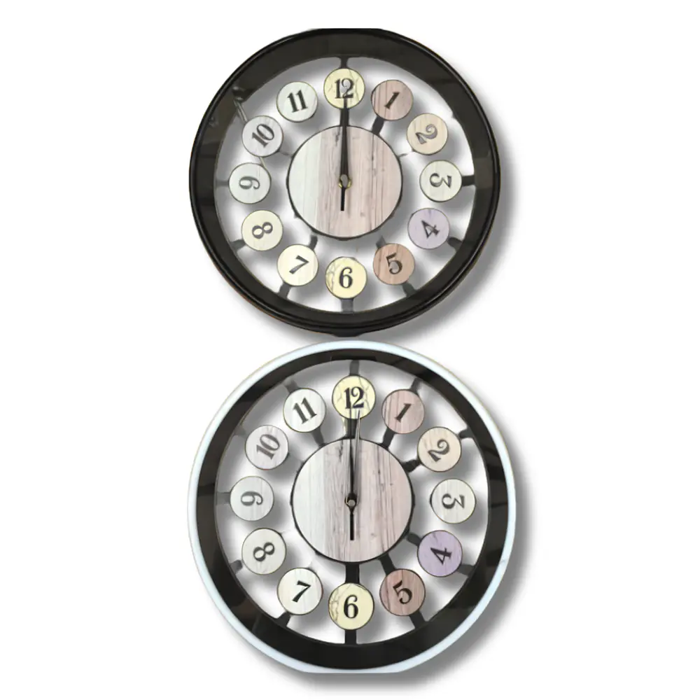 Reloj De Pared Diseño Rueda y Madera 