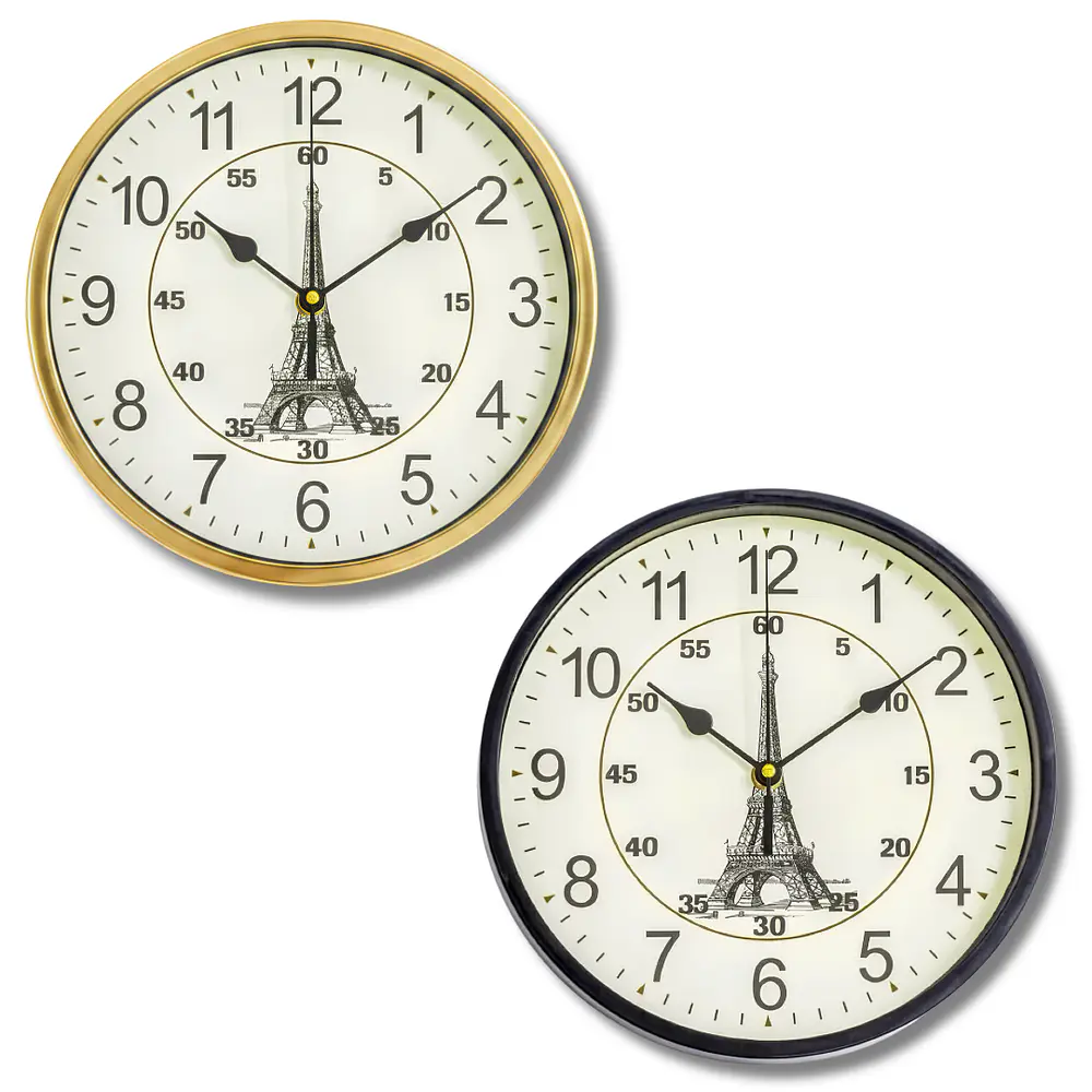 Reloj De Pared Diseño Paris Borde Dorado O Plateado
