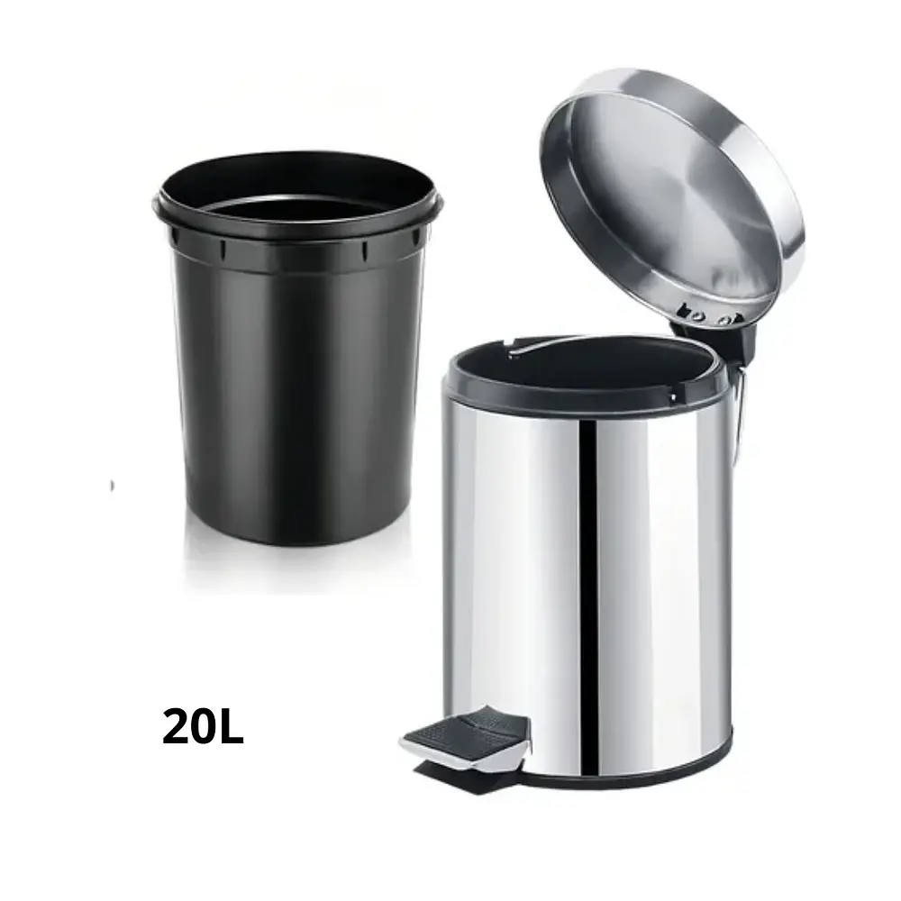 Basurero metálico 20 L Papelero papelera bote de basura de Pedal Acero Inoxidable Cocina Baño