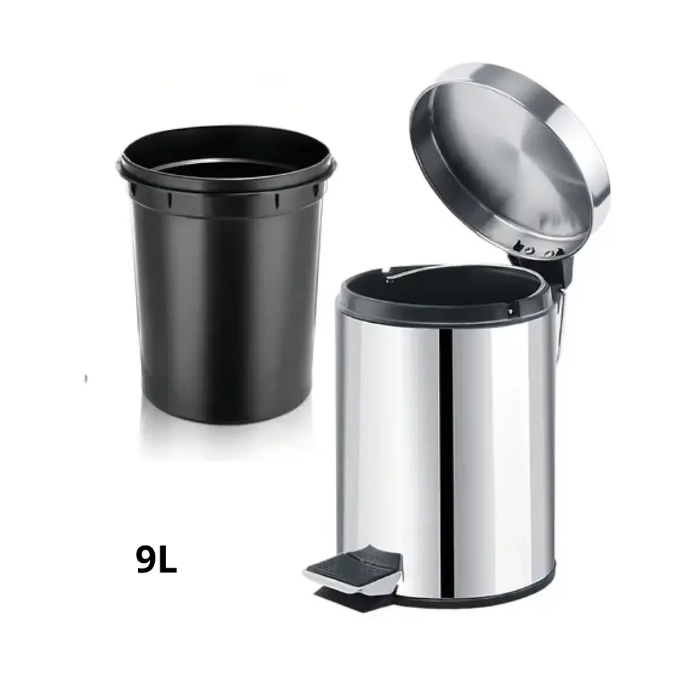Basurero metálico 9L Papelero papelera bote de basura de Pedal Acero Inoxidable Cocina Baño