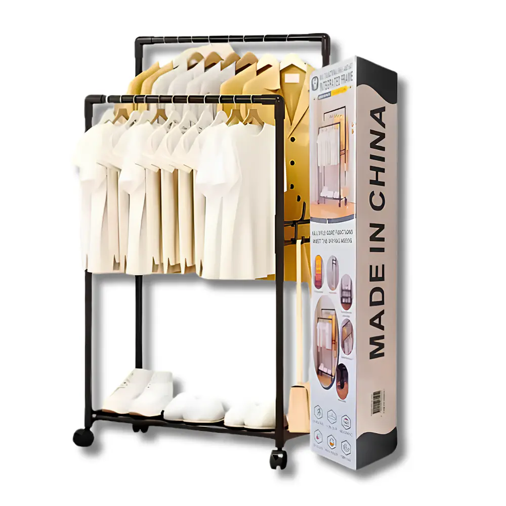 Colgador de Ropa Doble Con Ruedas