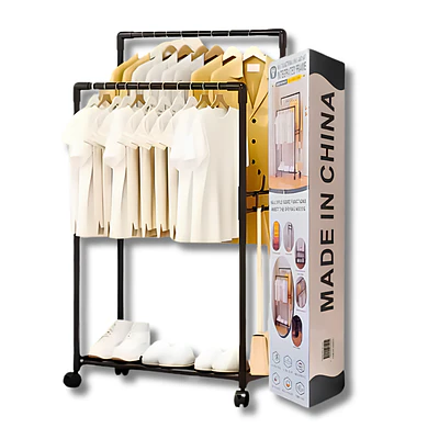 Colgador de Ropa Doble Con Ruedas