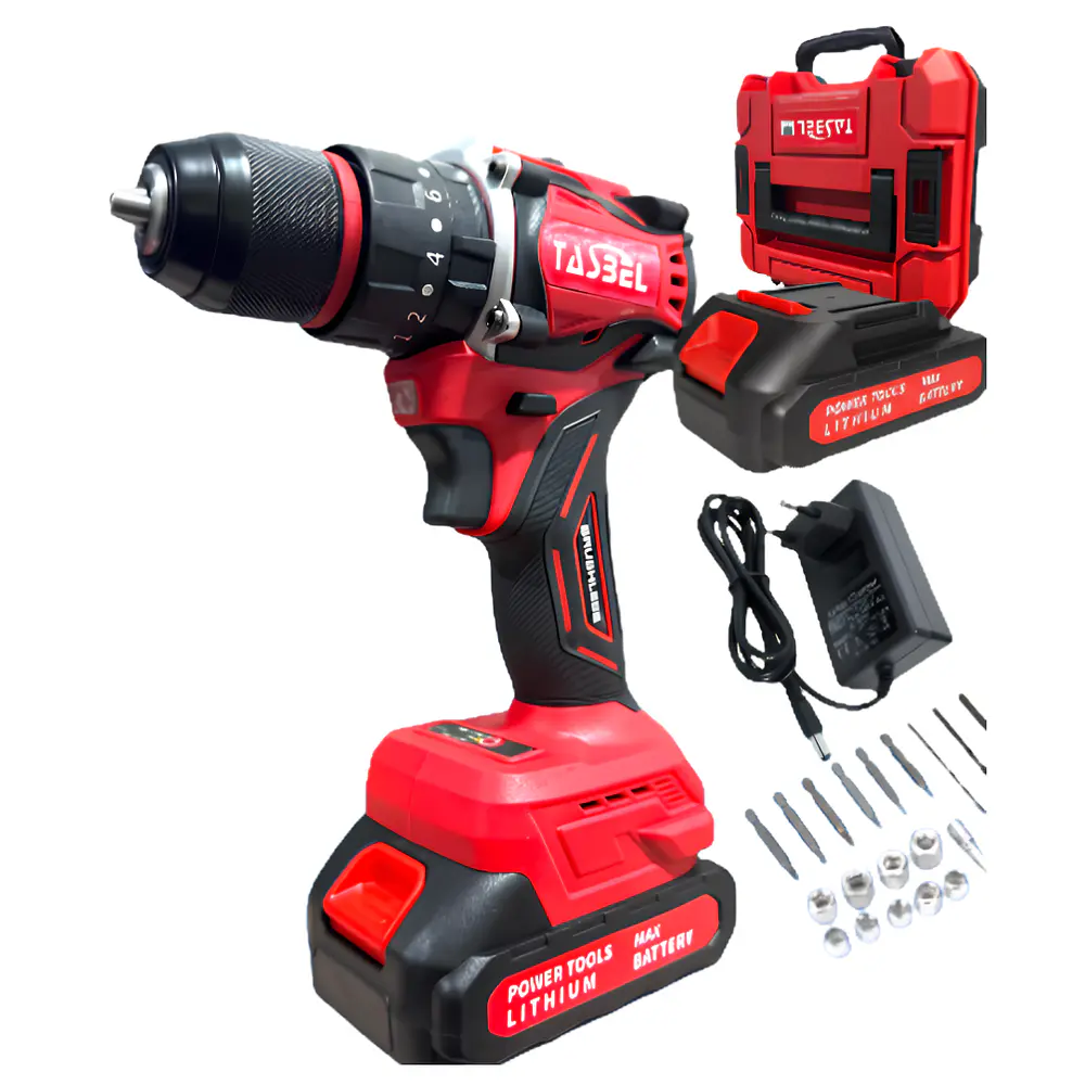 Taladro Pro Inalámbrico 2 Baterías Rojo
