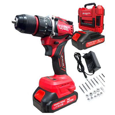 Taladro Pro Inalámbrico 2 Baterías Rojo