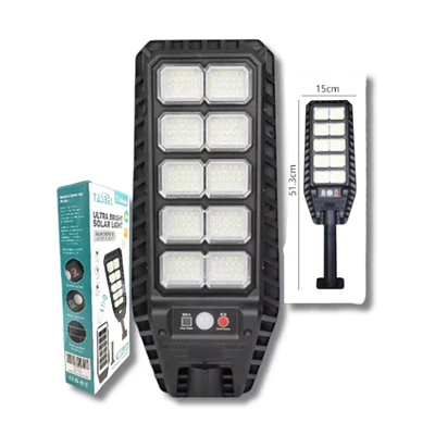 Foco Solar Con Poste Sensor de Movimiento 1000 W