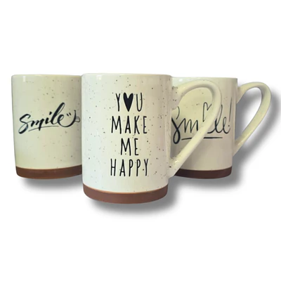 Taza Blanca con Diseño Frases Smile Happy