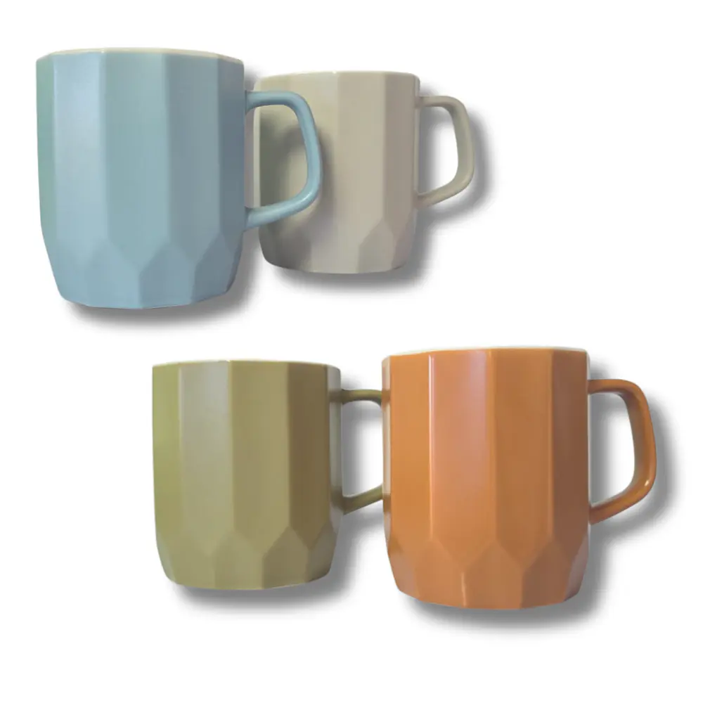Taza Diseño Hexagonal Colores Pasteles 