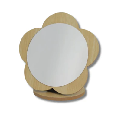 Espejo de Bambú Diseño Flor con Base