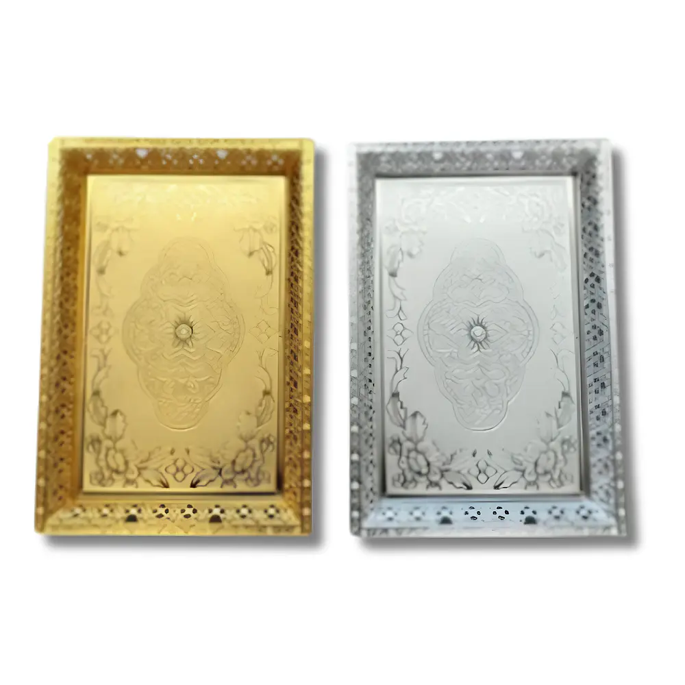 Plato Bandeja Rectangular 19 x 28 cm Dorado/Plateado
