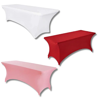 Mantel Spandex Rojo, Blanco o Rosado para Mesa Plegable