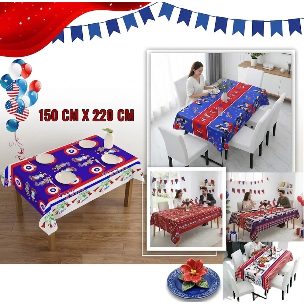 Mantel Fiestas Patrias 150 x 220 cm Varios Diseños 