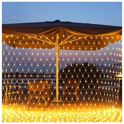 Malla solar LED cálida 200 luces