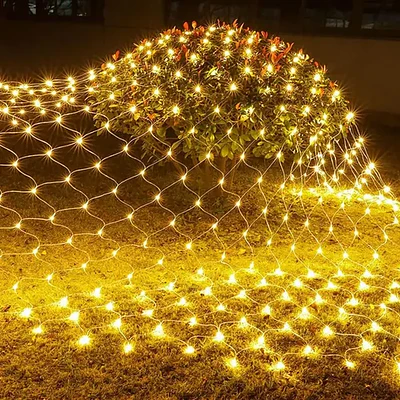 Malla solar LED cálida 200 luces