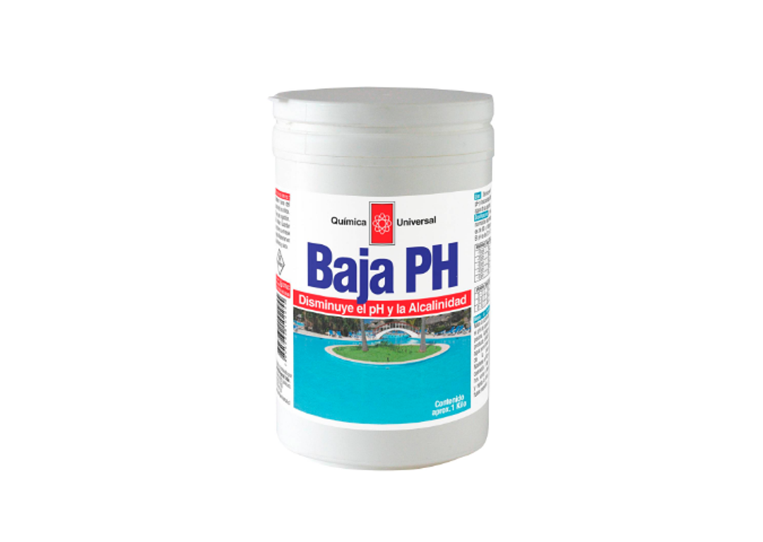 Baja PH para Piscinas 1kg, Química Universal (Mayor de 25)