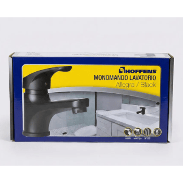 Monomando Lavatorio Allegra Black (Mayor de 6) 1