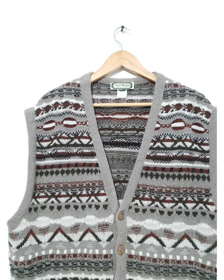 Sweater VEST vintage COUNTRY THEME de lana estilo COOGI