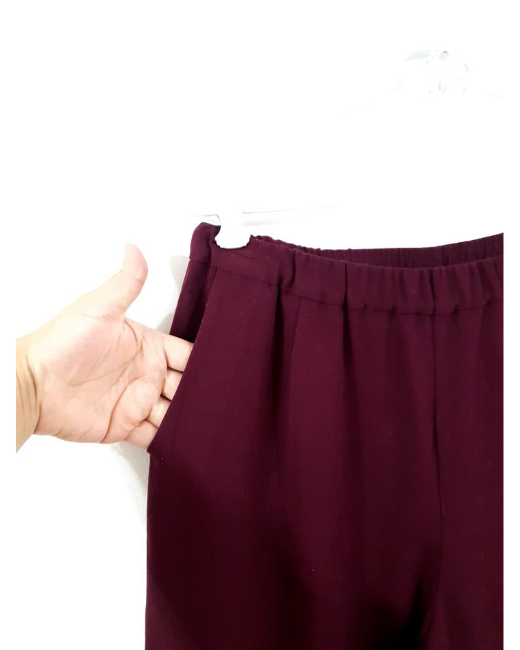 Pantalon de tela burdeo TANJAY talla M 38-40