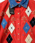 Camisa vintage cotele bordada CABIN CREEK talla S/M
