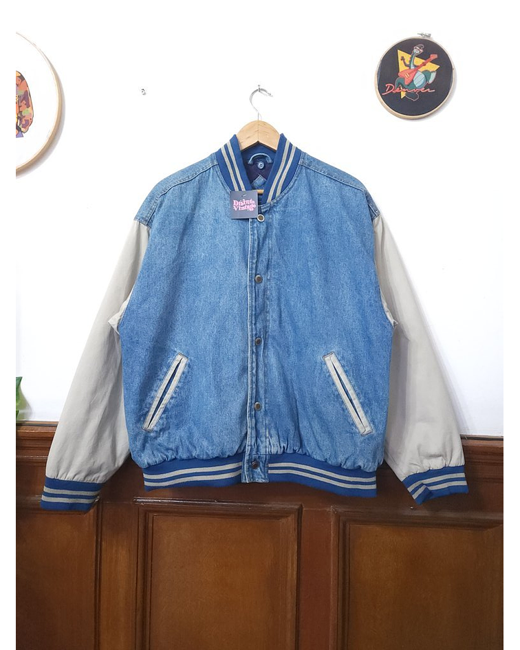Bomber jacket vintage de mezclilla BASIC EDITIONS talla M HOMBRE