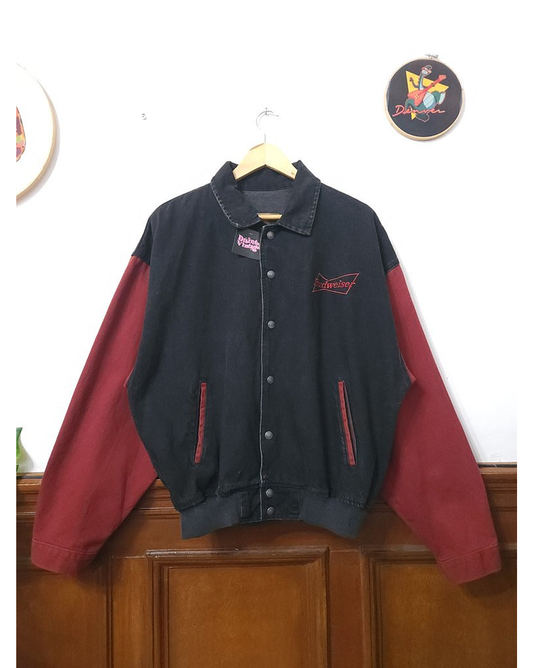 Bomber jacket vintage de mezclilla BUDWAISER talla M HOMBRE 