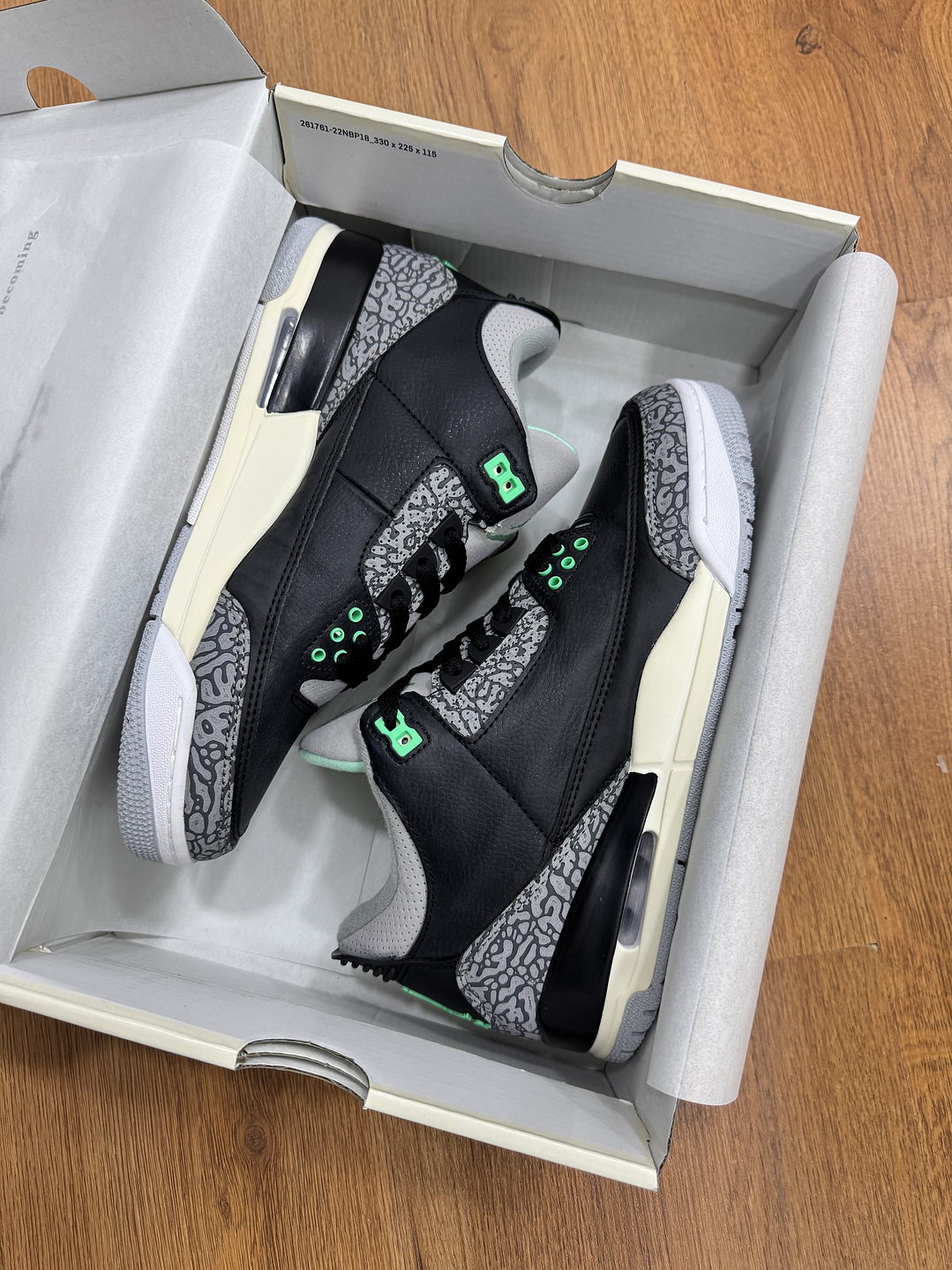 Jordan Retro 3 Green Glow 1