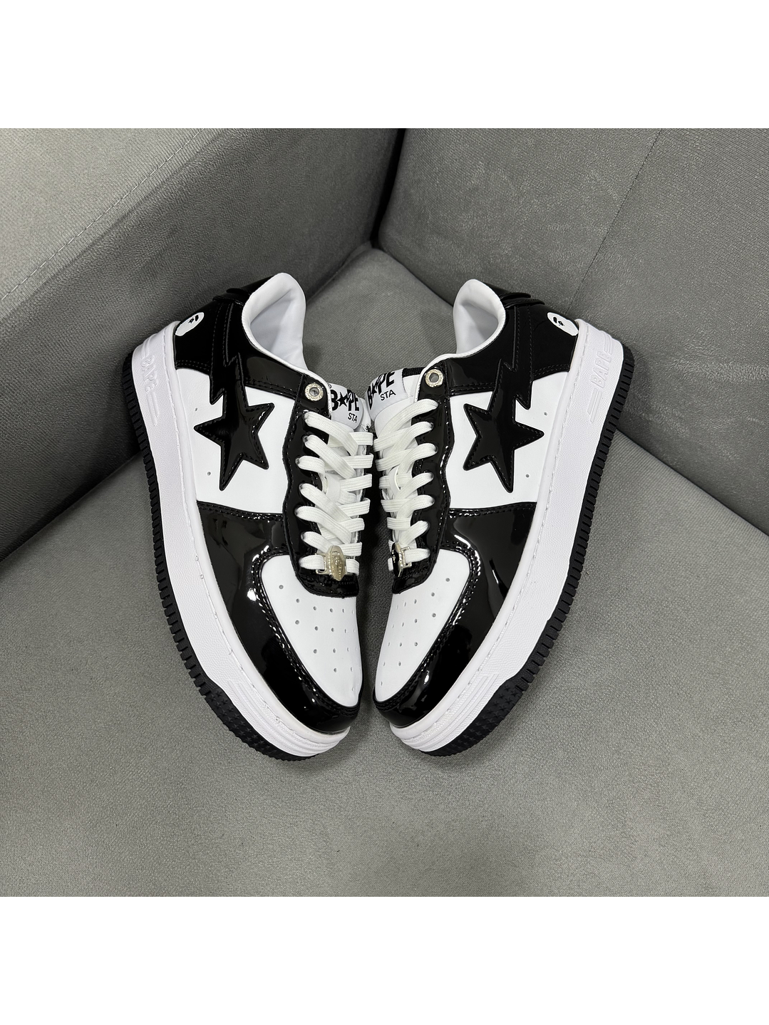 Bape Sta Low Charol White Black 2