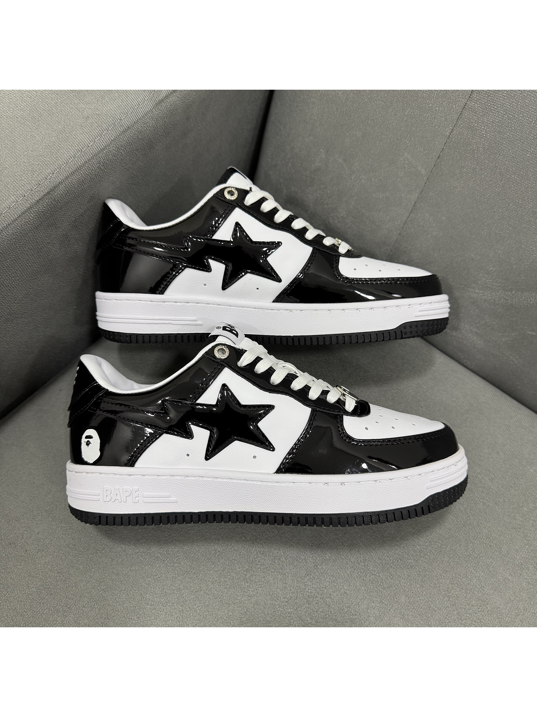 Bape Sta Low Charol White Black 3