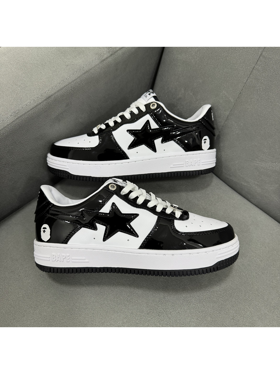 Bape Sta Low Charol White Black 1