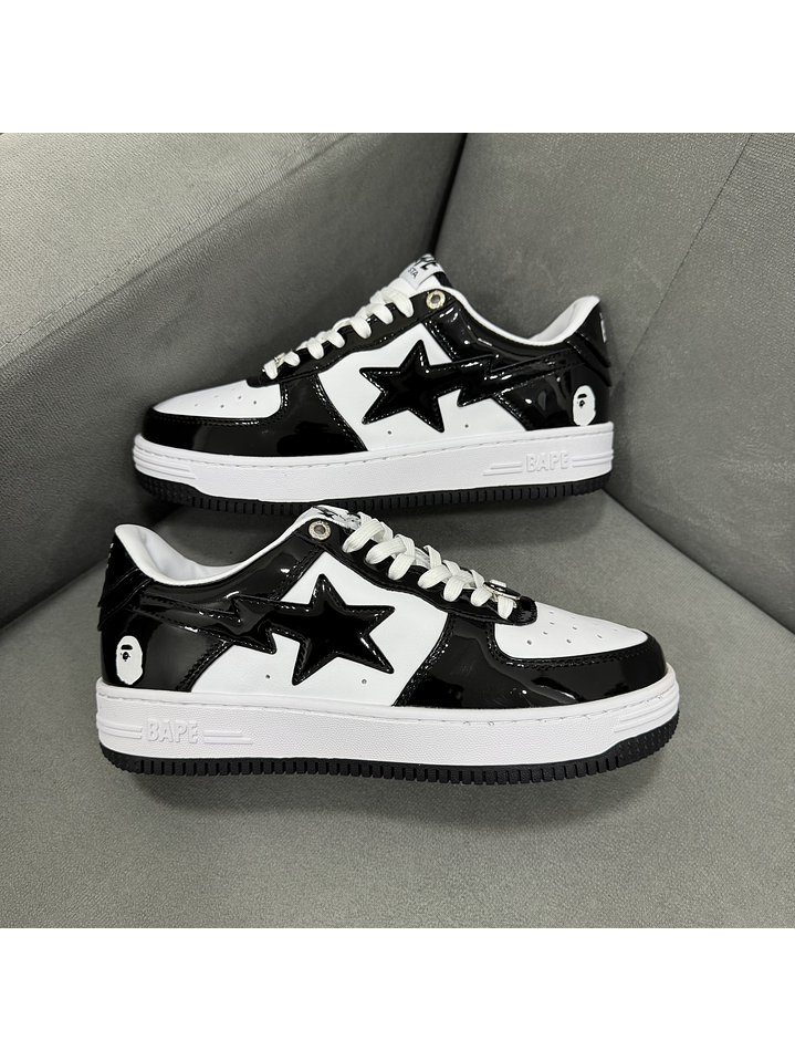 Bape Sta Low Charol White Black 1