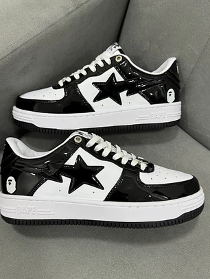 Bape Sta Low Charol White Black