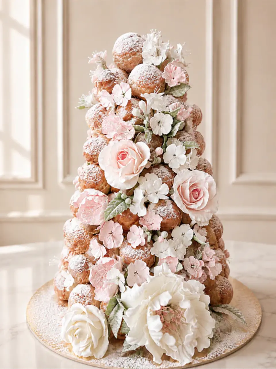 Croquembouche Blanc et Fleurs 2