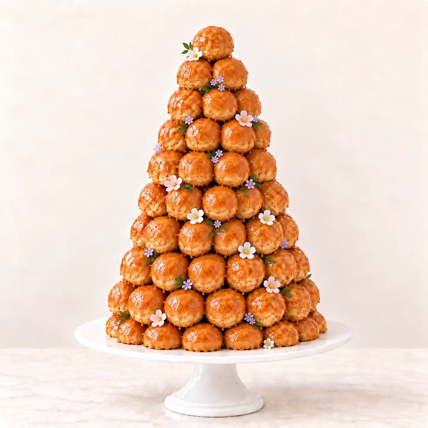 Croquembouche Caramelo y Florcitas 1