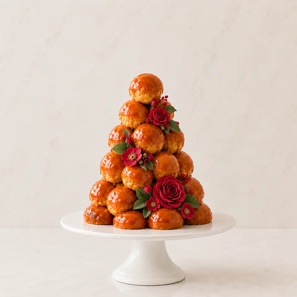 Mini Croquembouche Caramelo y Rosas 1