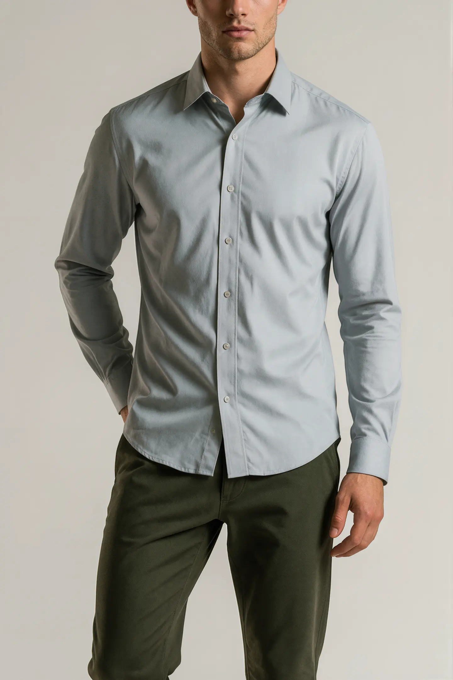 Camisa Cuello Italiano Hombre 1