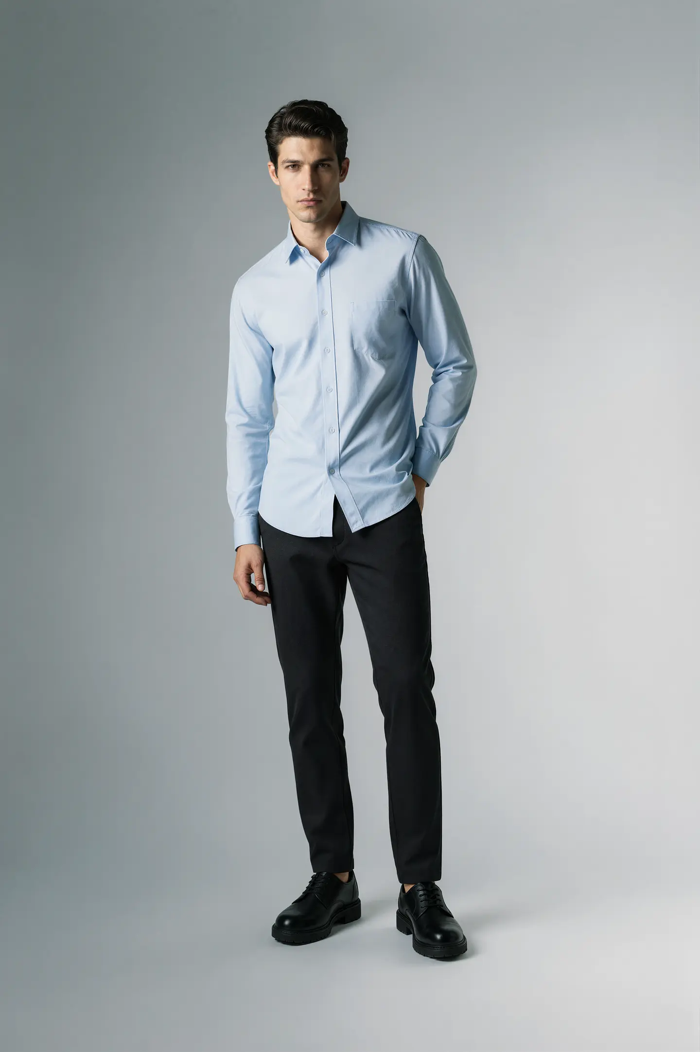 Camisa Cuello Italiano Hombre 12